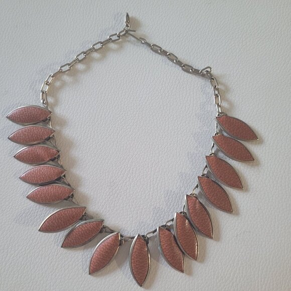Vintage Faux Leather Leaf Fringe Necklace - Picture 1 of 5